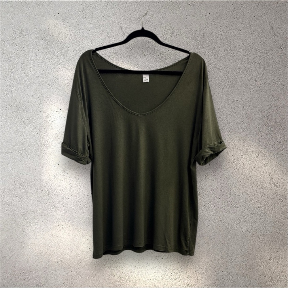 Olive Green Women's V-Neck Top